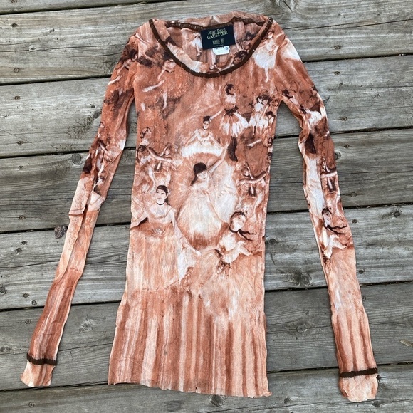 Vintage 2004 Jean Paul Gaultier Edgar Degas Ballerina Mesh Sheer Shirt Small - Picture 1 of 15